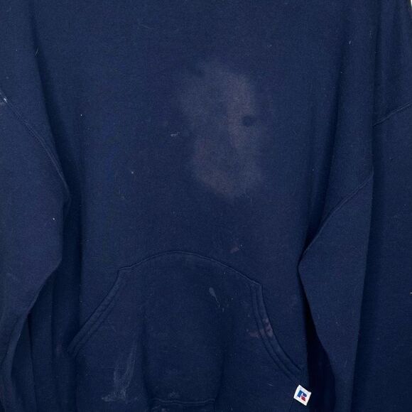 VTG Russel Athletic Navy Hoodie Size L - Picture 3 of 5